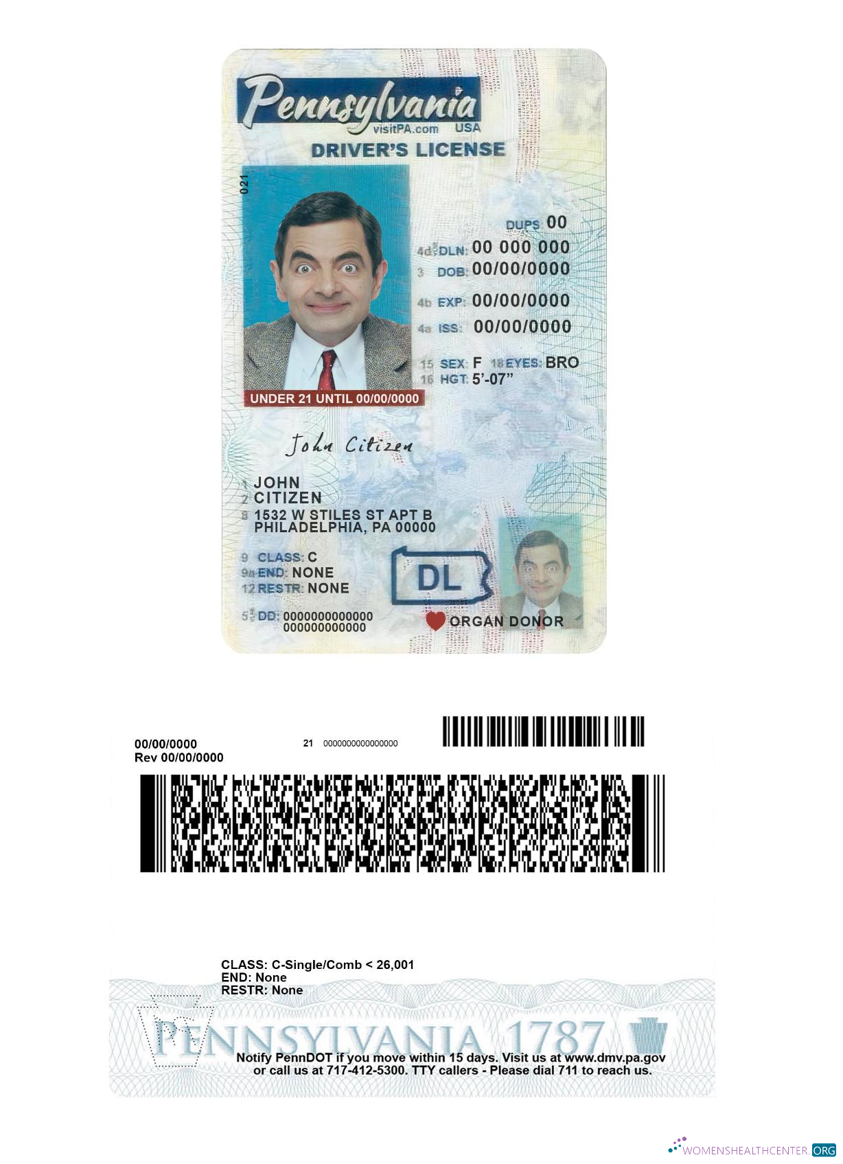 download USA Pennsylvania driving license under 21